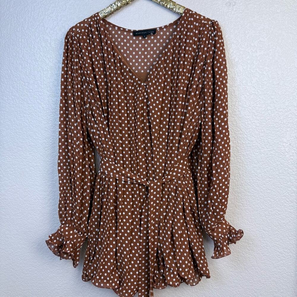 Endless Rose • Brown Polka Dot Long Sleeve Romper